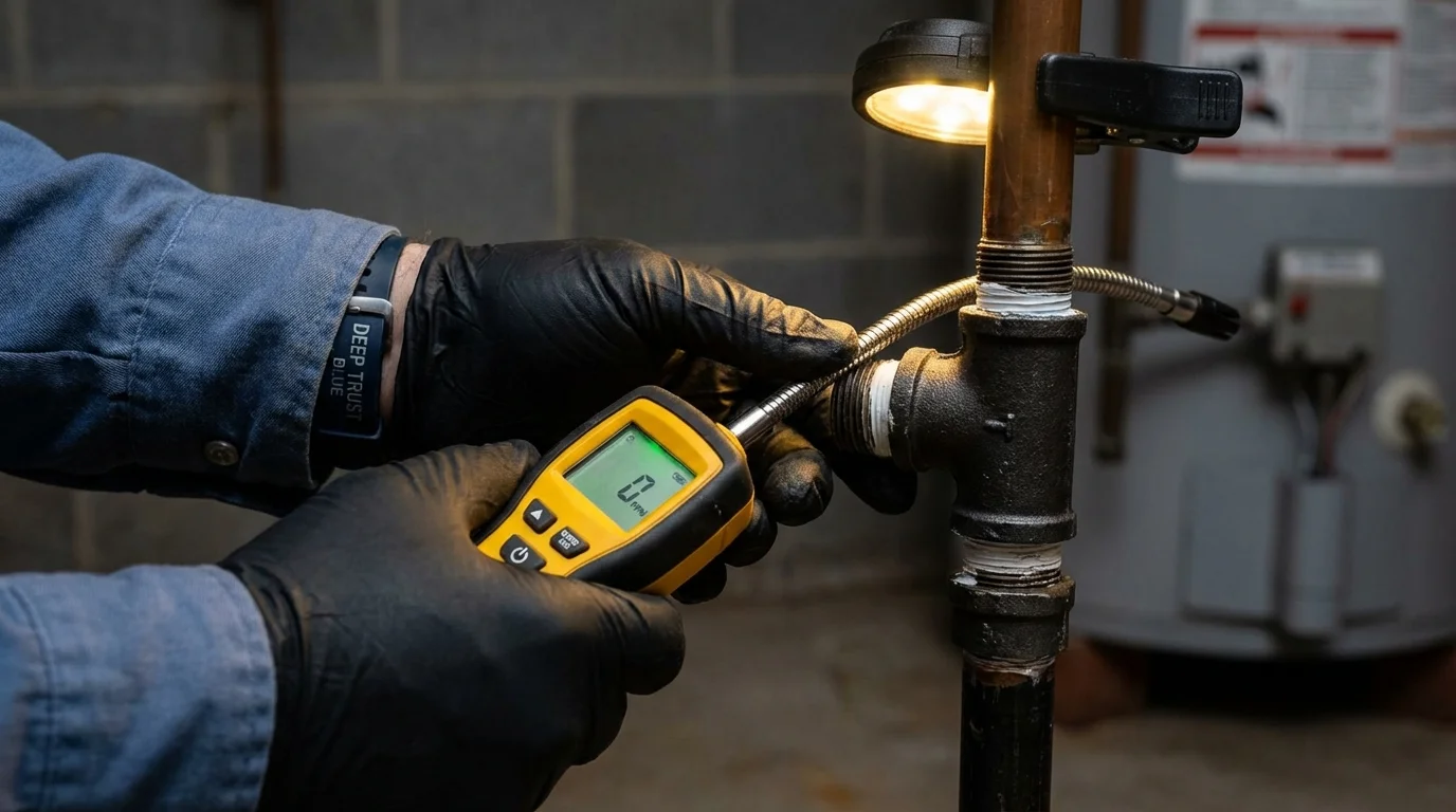 Gas leak detection with electronic sniffer by Johns Plumbing LLC in Forestville