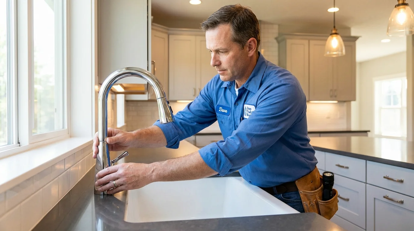 Kitchen faucet installation by Johns Plumbing LLC in Forestville