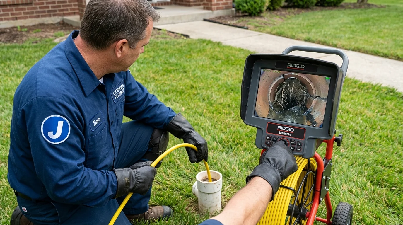 Sewer camera inspection being performed by Johns Plumbing LLC in Forestville