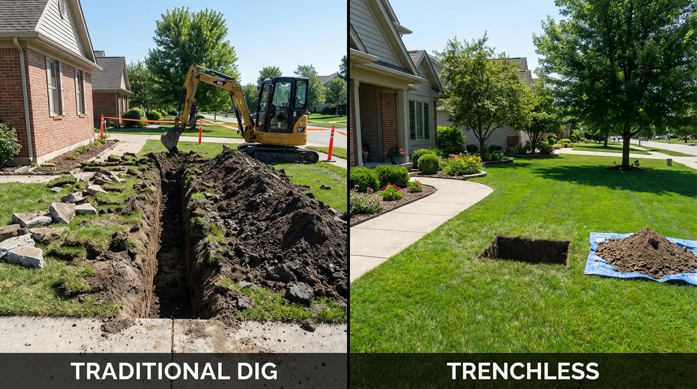 Trenchless sewer repair with minimal yard damage versus traditional excavation in Forestville, CA